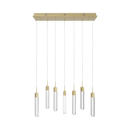 The Original Glacier Pendant Light in Brushed Brass/Clear Crystal (7-Light).