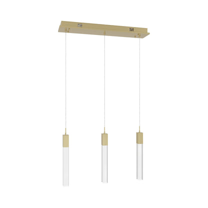 The Original Glacier Snow Linear Pendant Light in Brushed Brass.