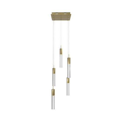 The Original Glacier Snow Multi Light Pendant Light in Brushed Brass.
