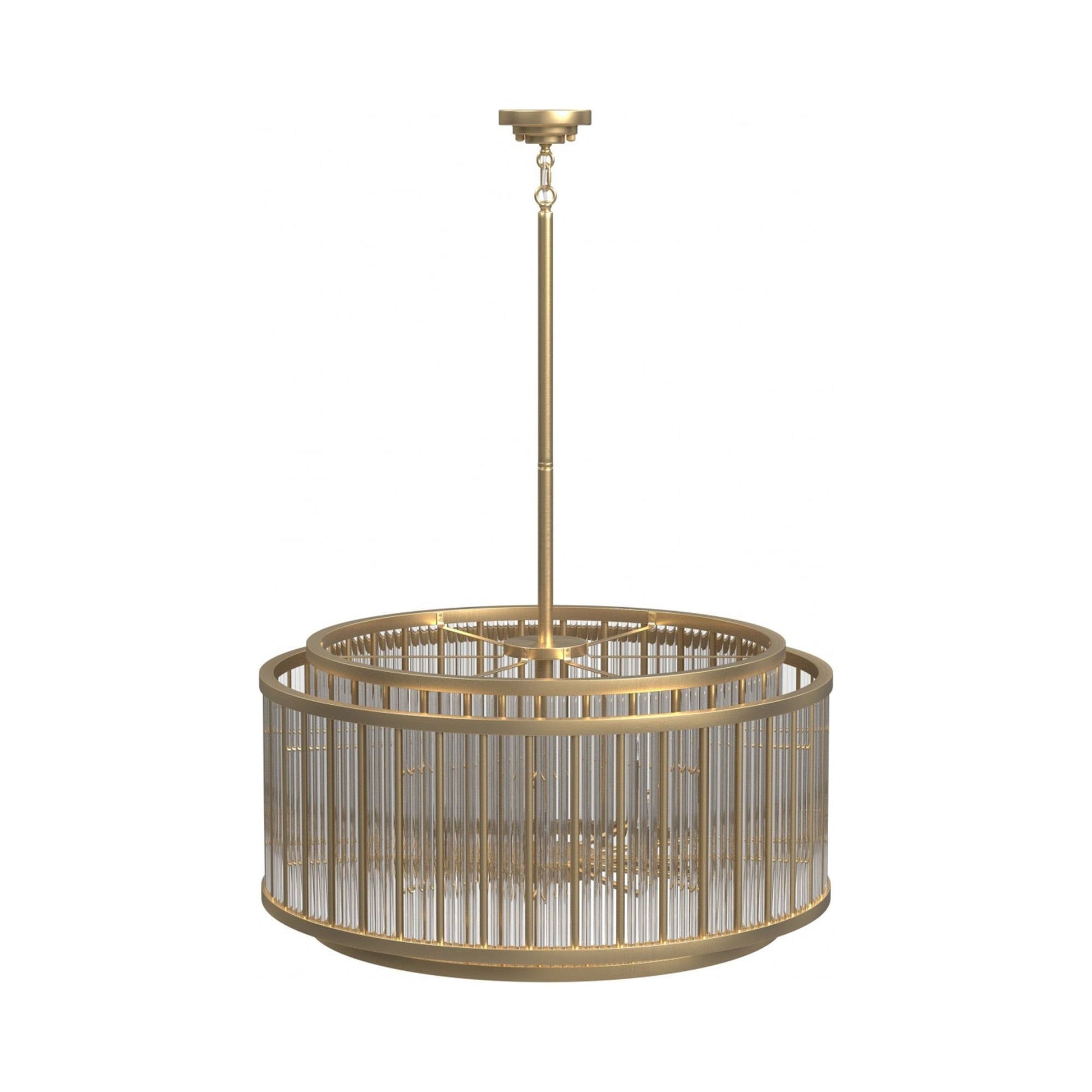 Waldorf Drum Chandelier in Antique Brass.