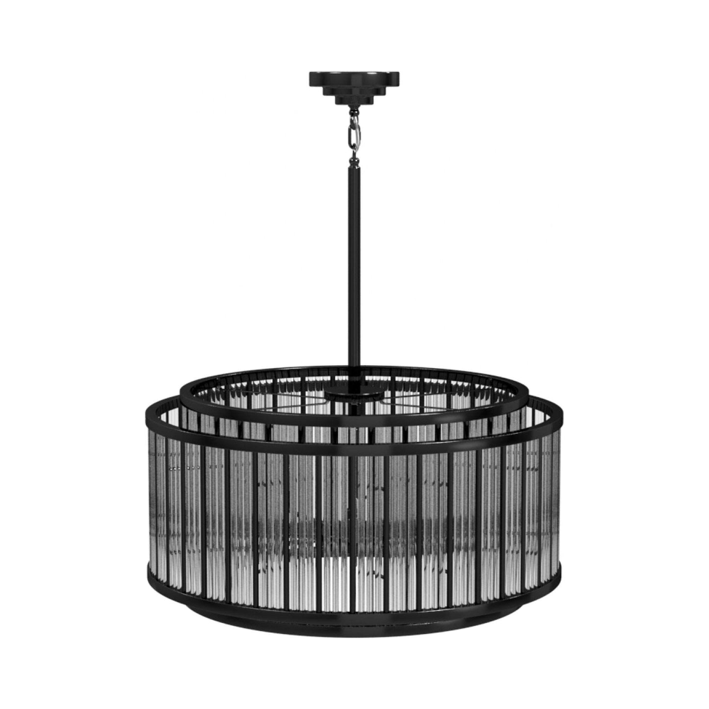 Waldorf Drum Chandelier in Polished Gunmetal.