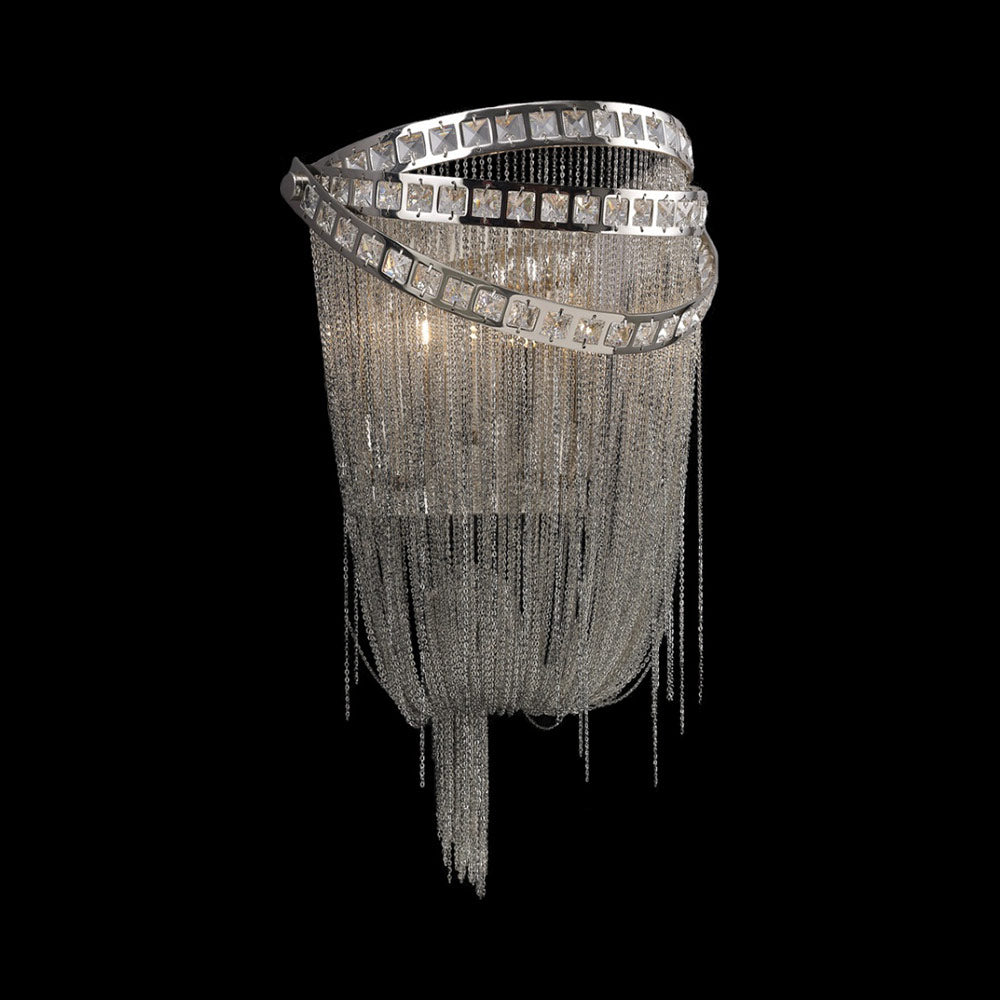 Wilshire Blvd. Wall Light in Polish Nickel/Crystal.