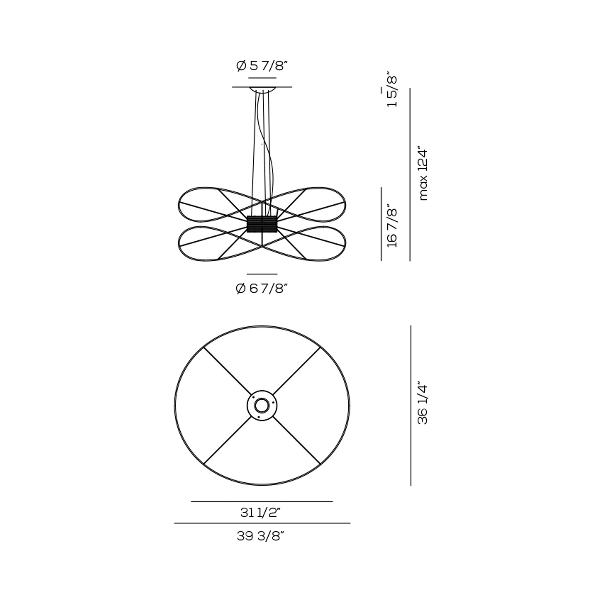 Hoops LED Pendant Light - line drawing.