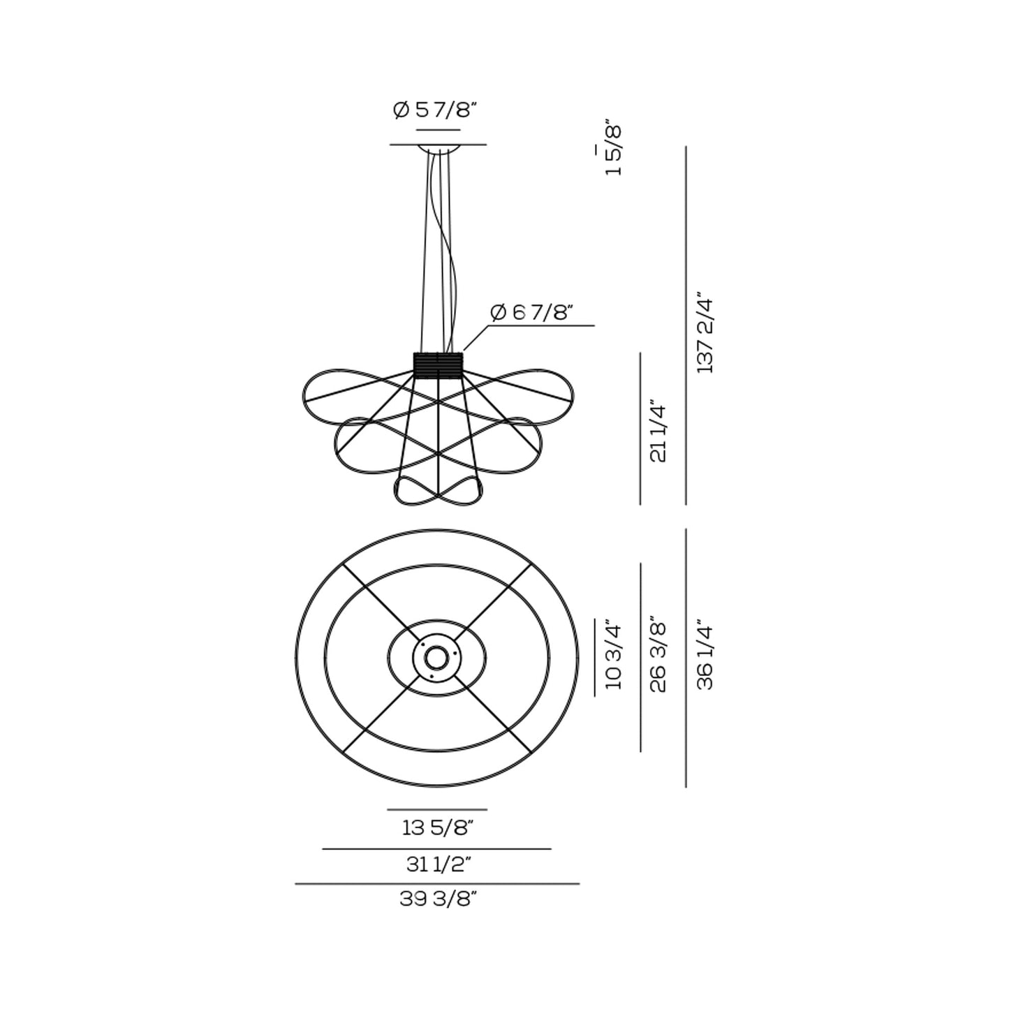 Hoops LED Pendant Light - line drawing.