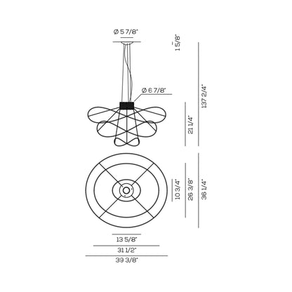 Hoops LED Pendant Light - line drawing.
