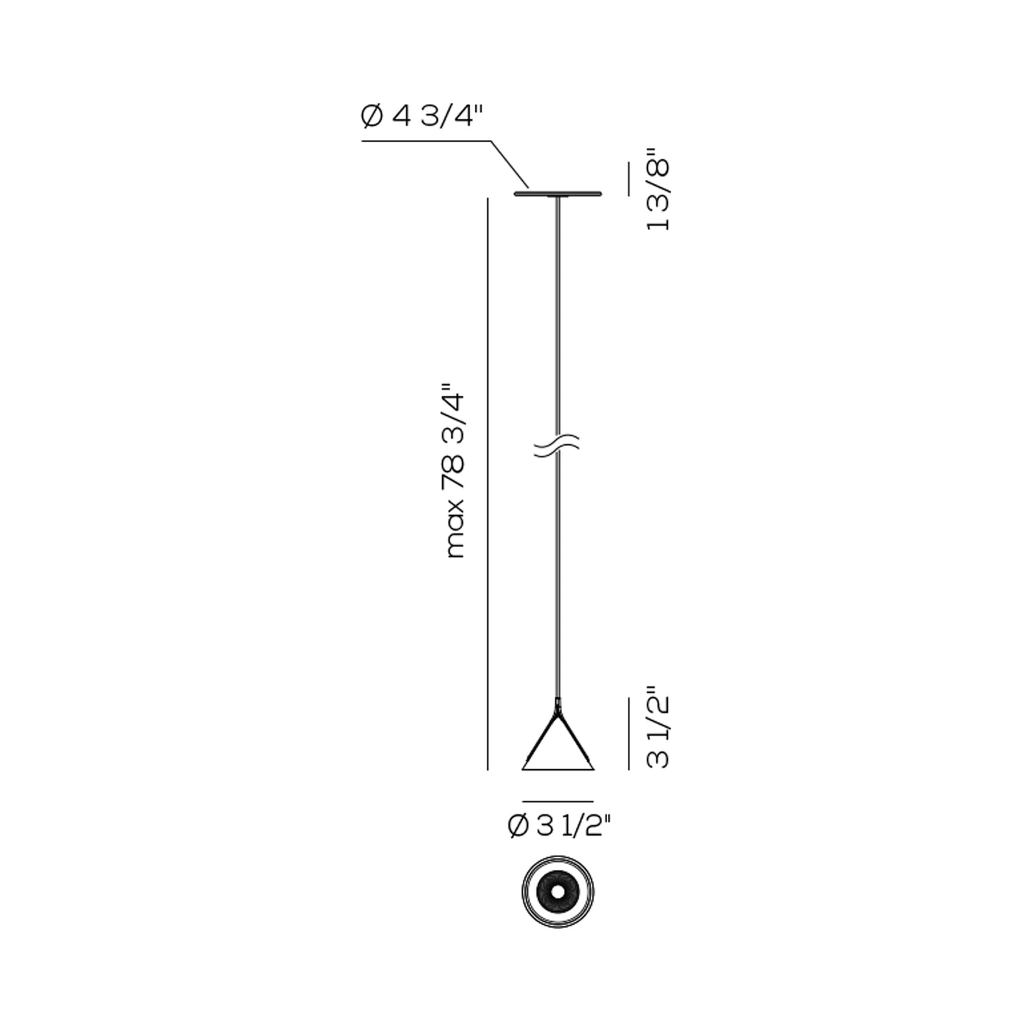 Jewel Mono LED Pendant Light - line drawing.