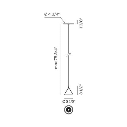 Jewel Mono LED Pendant Light - line drawing.