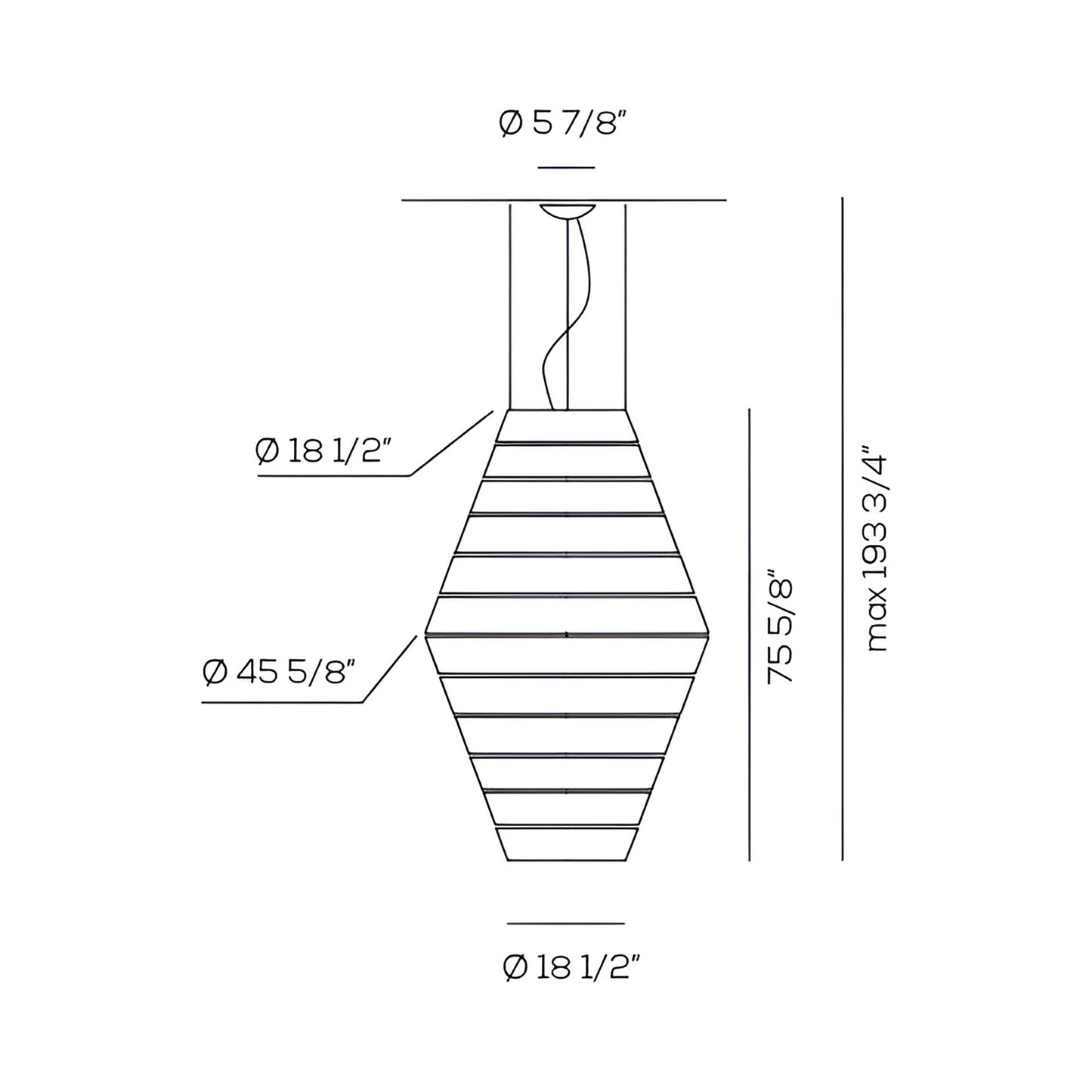 Layers D Pendant Light - line drawing.