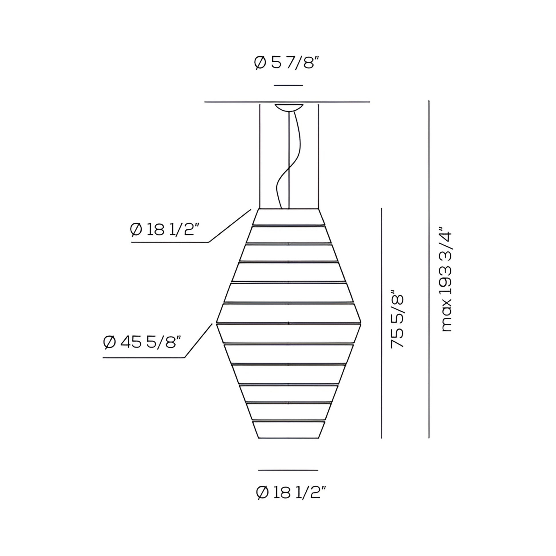 Layers D Pendant Light - line drawing.