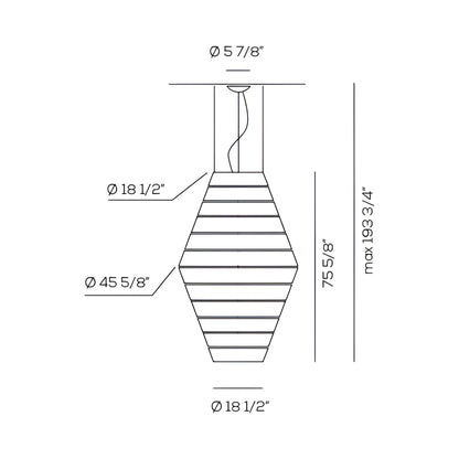 Layers D Pendant Light - line drawing.
