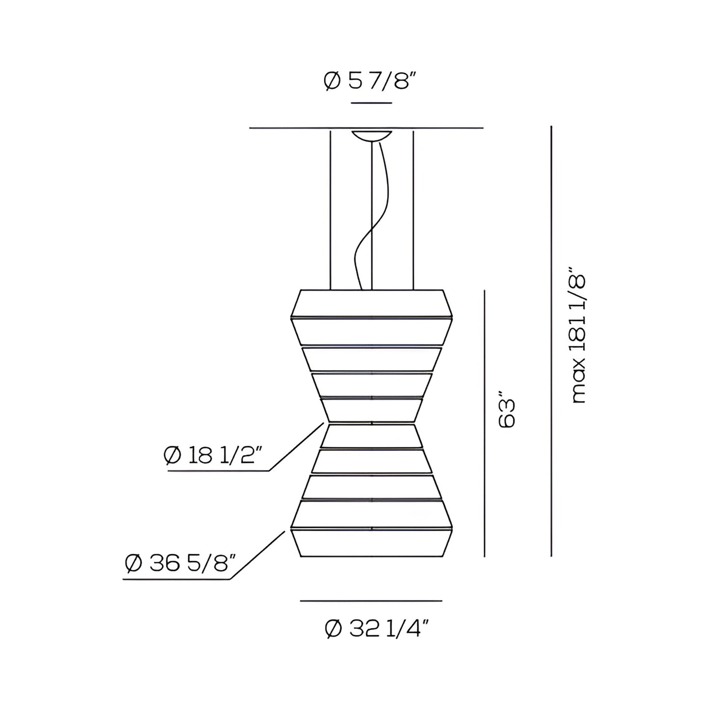Layers F Pendant Light - line drawing.