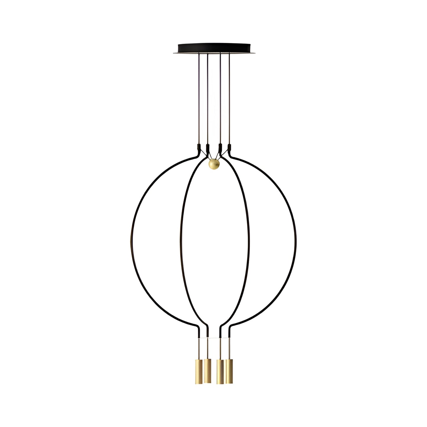 Liaison LED Pendant Light in Black/Matt Gold (4-Light).