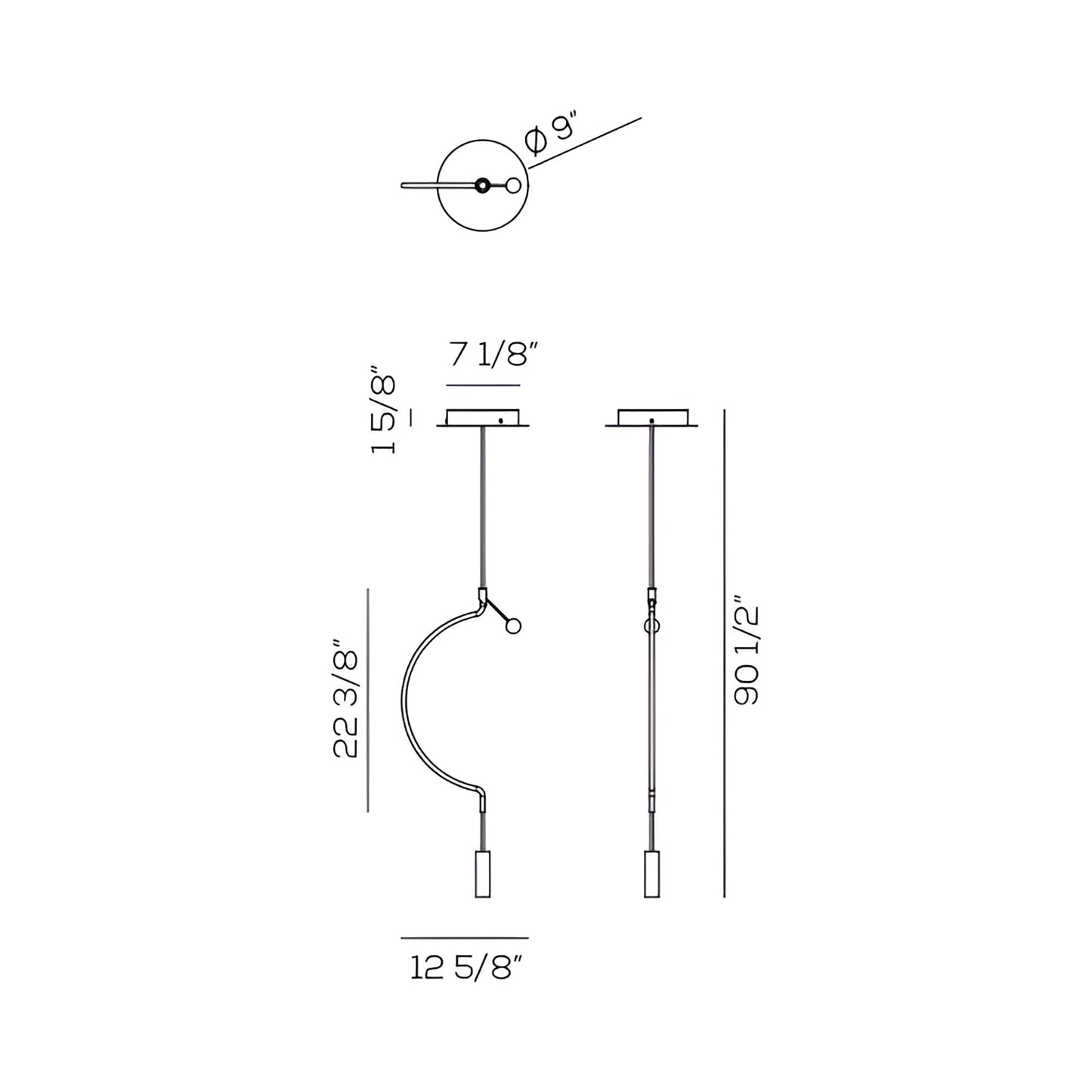 Liaison LED Pendant Light - line drawing.