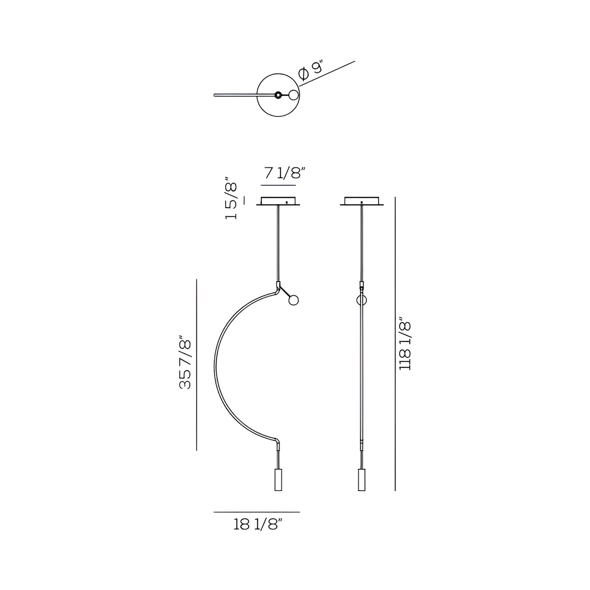 Liaison LED Pendant Light - line drawing.
