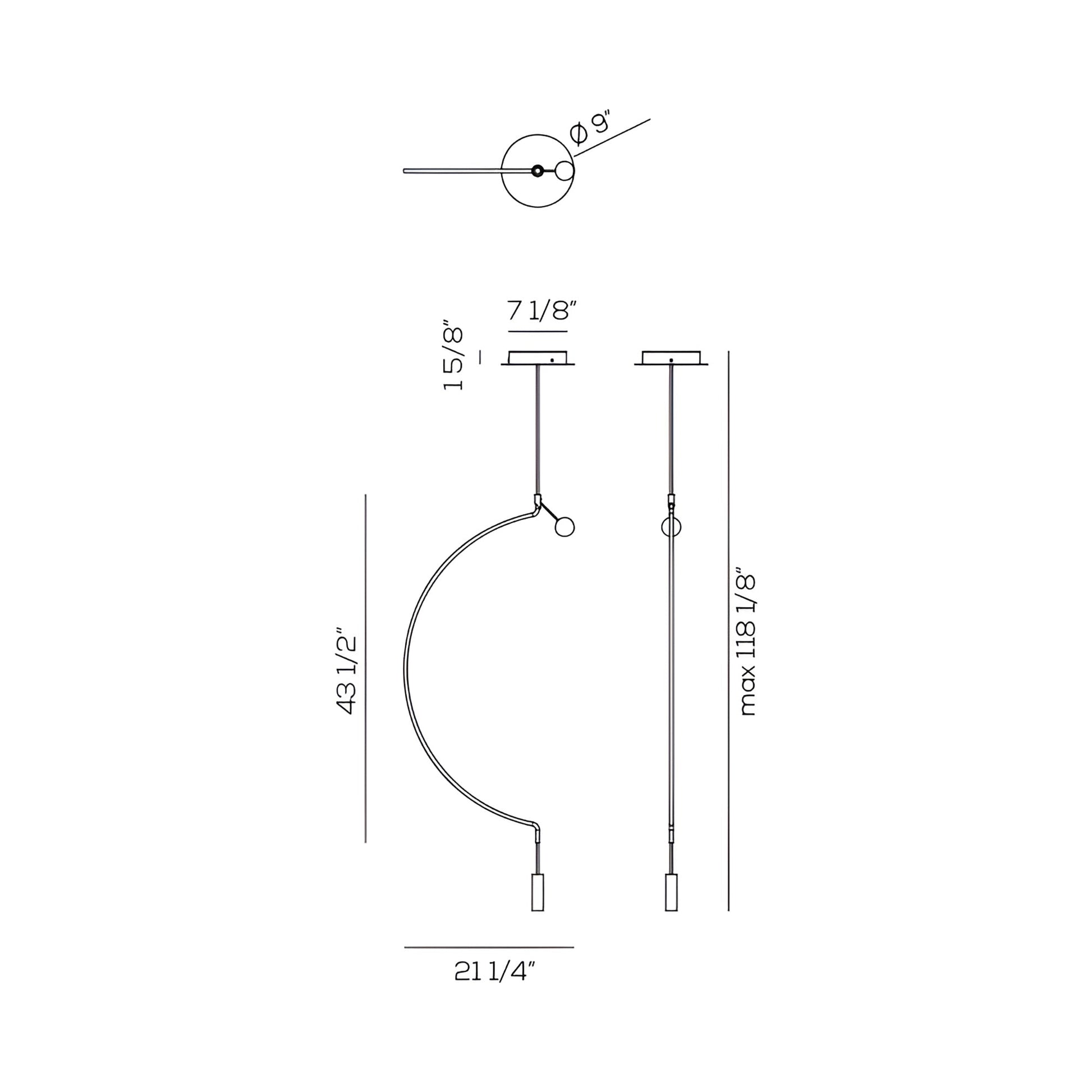 Liaison LED Pendant Light - line drawing.