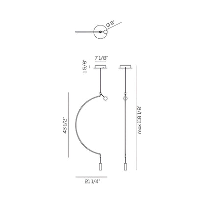 Liaison LED Pendant Light - line drawing.
