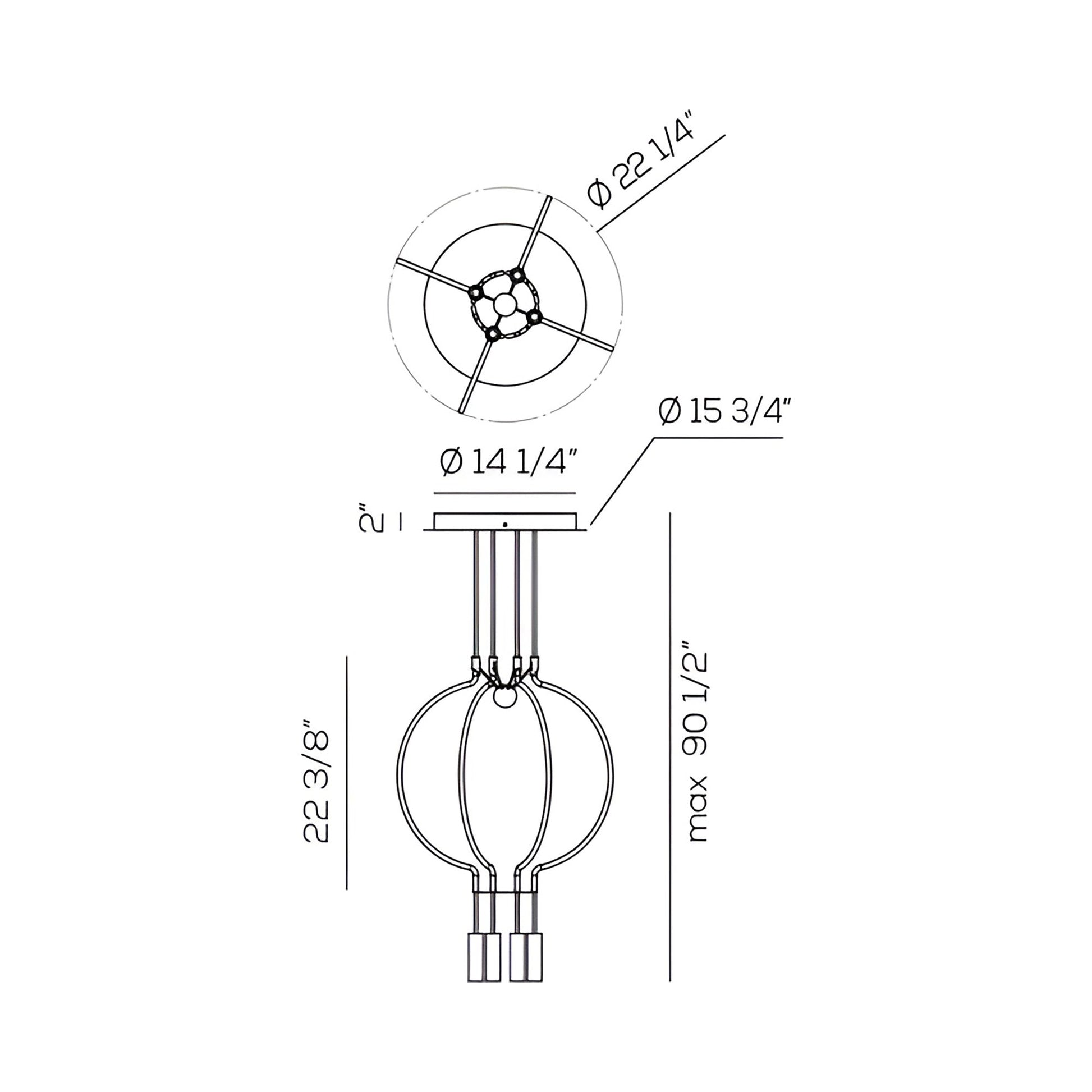 Liaison LED Pendant Light - line drawing.