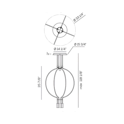 Liaison LED Pendant Light - line drawing.