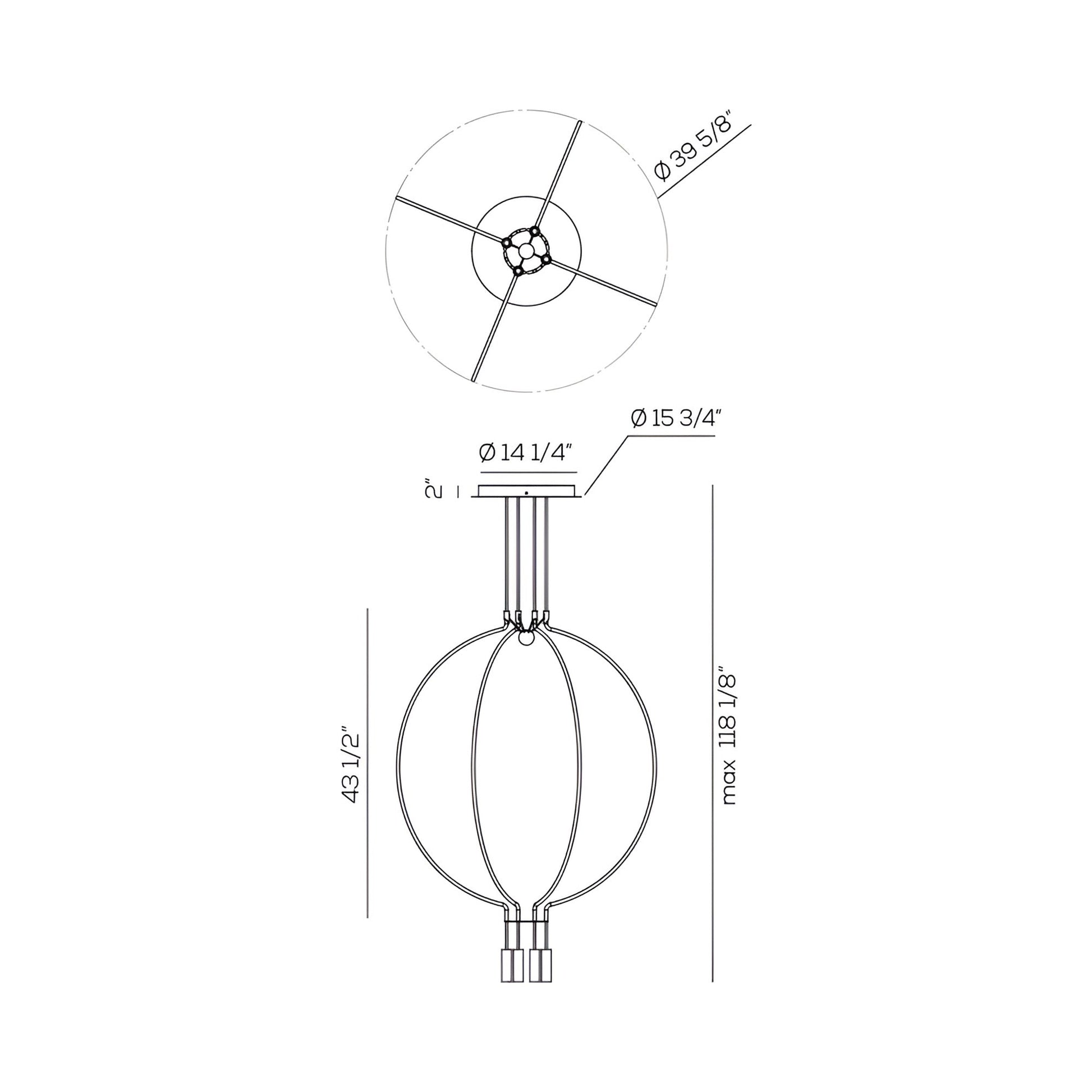 Liaison LED Pendant Light - line drawing.
