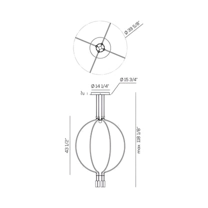 Liaison LED Pendant Light - line drawing.