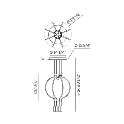 Liaison LED Pendant Light - line drawing.