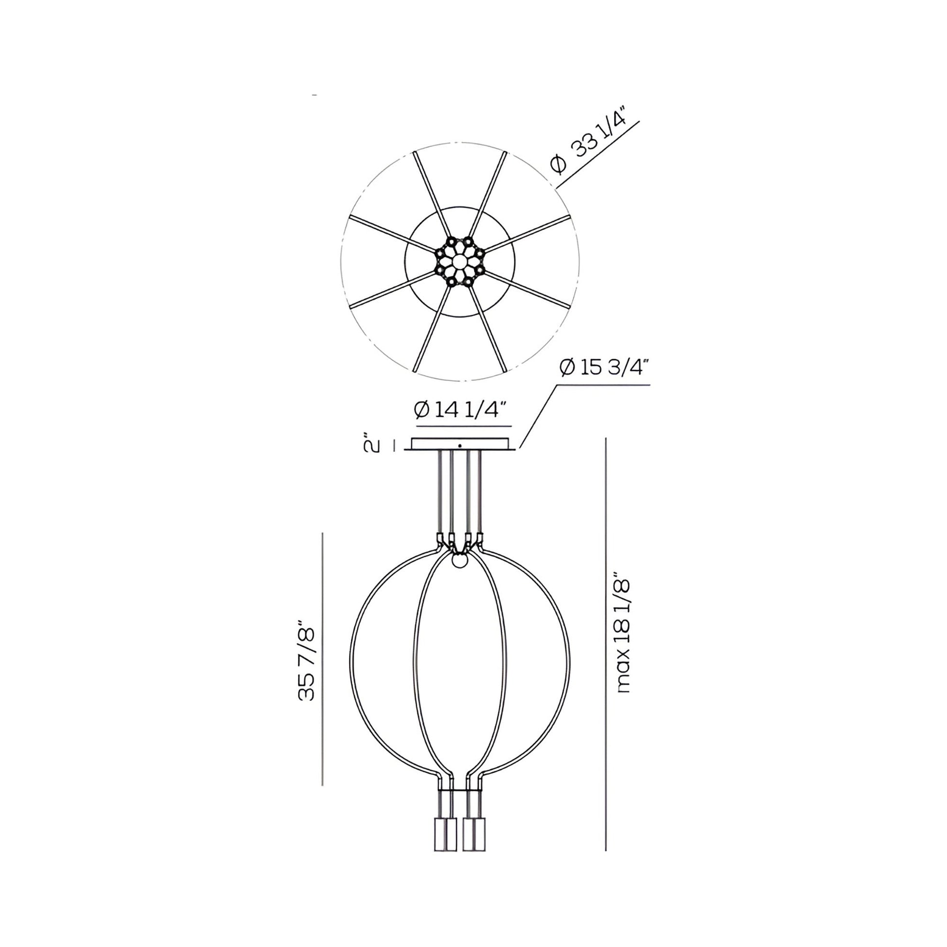 Liaison LED Pendant Light - line drawing.
