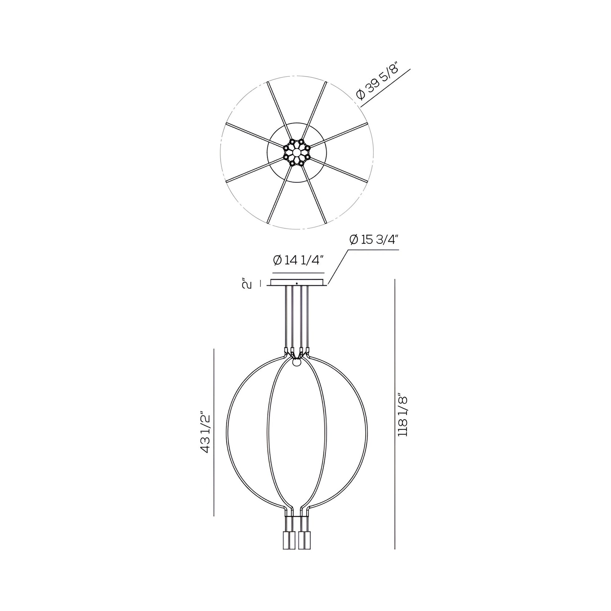 Liaison LED Pendant Light - line drawing.