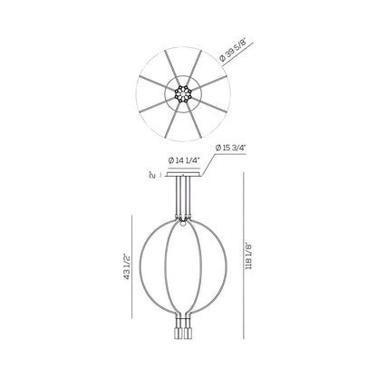 Liaison LED Pendant Light - line drawing.