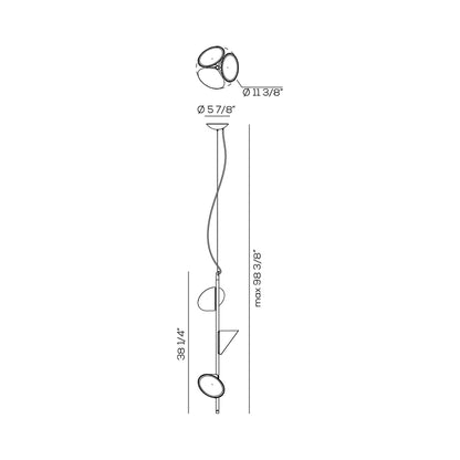 Orchid LED Pendant Light - line drawing.