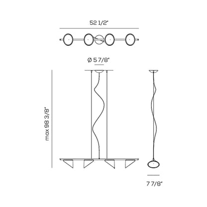 Orchid Linear LED Pendant Light - line drawing.
