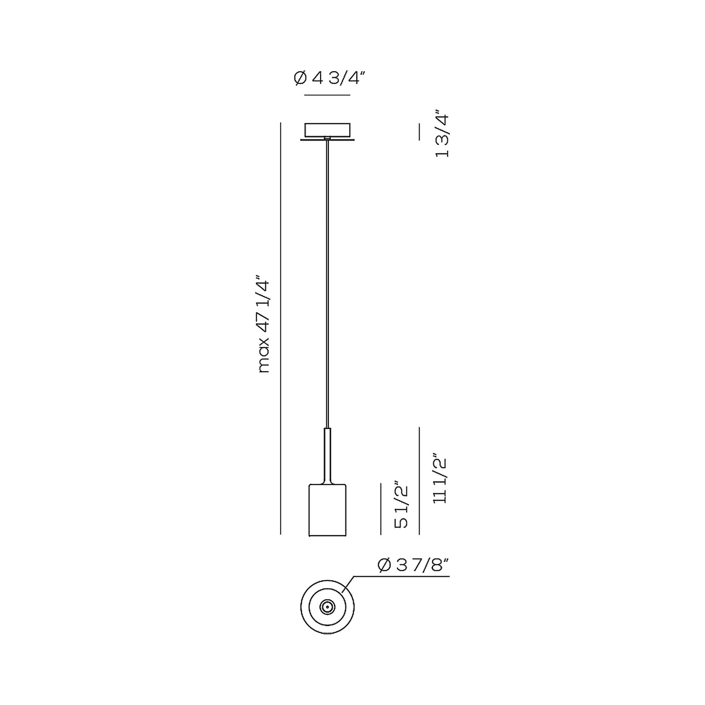 Spillray Pendant Light - line drawing.