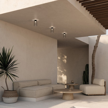 Spillray Plus LED Flush Mount Ceiling Light in Outside Area.