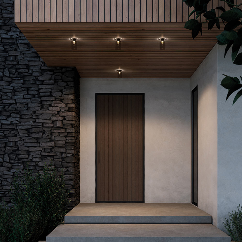 Spillray Plus LED Flush Mount Ceiling Light in Outside Area.