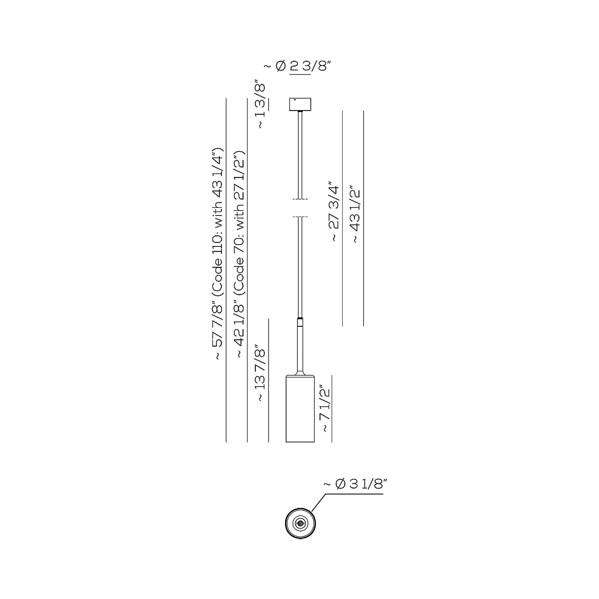Spillray Plus LED Pendant Light - line drawing.