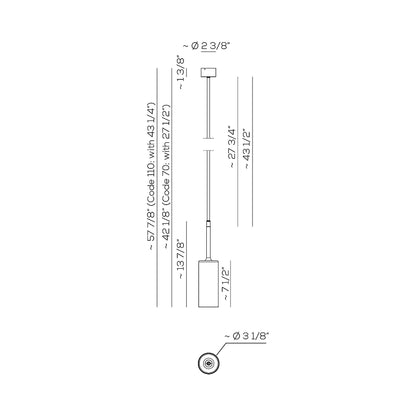 Spillray Plus LED Pendant Light - line drawing.