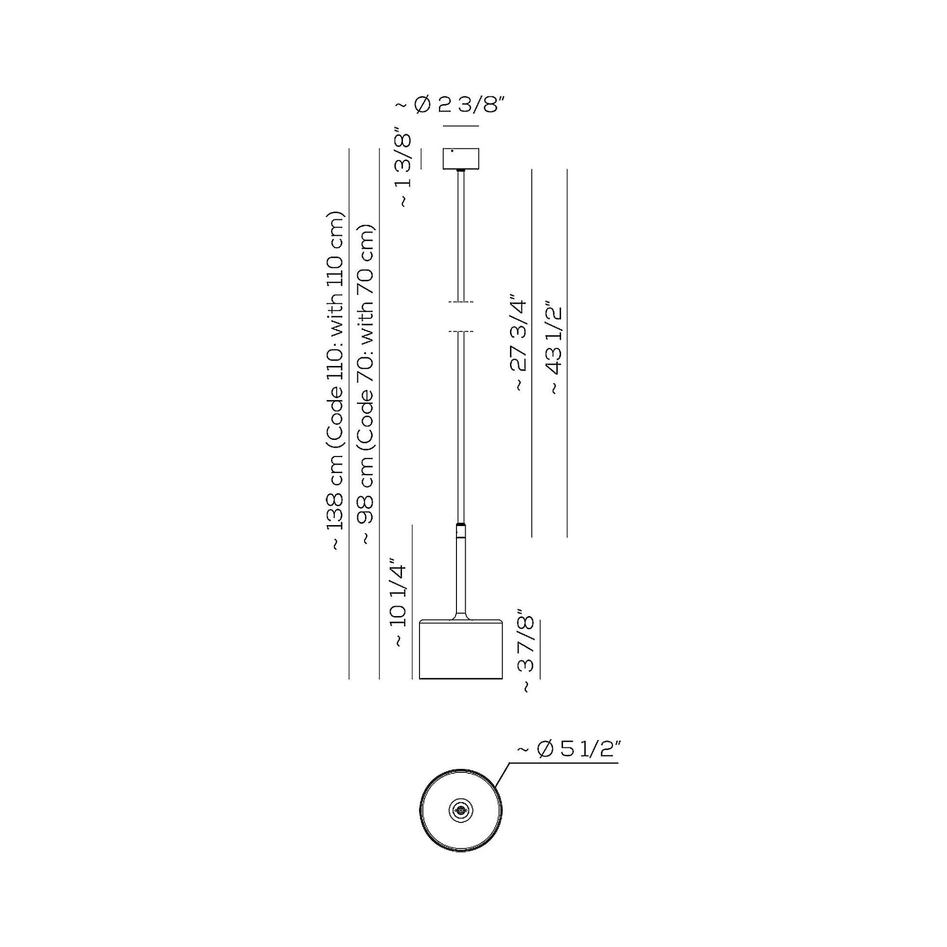 Spillray Plus LED Pendant Light - line drawing.