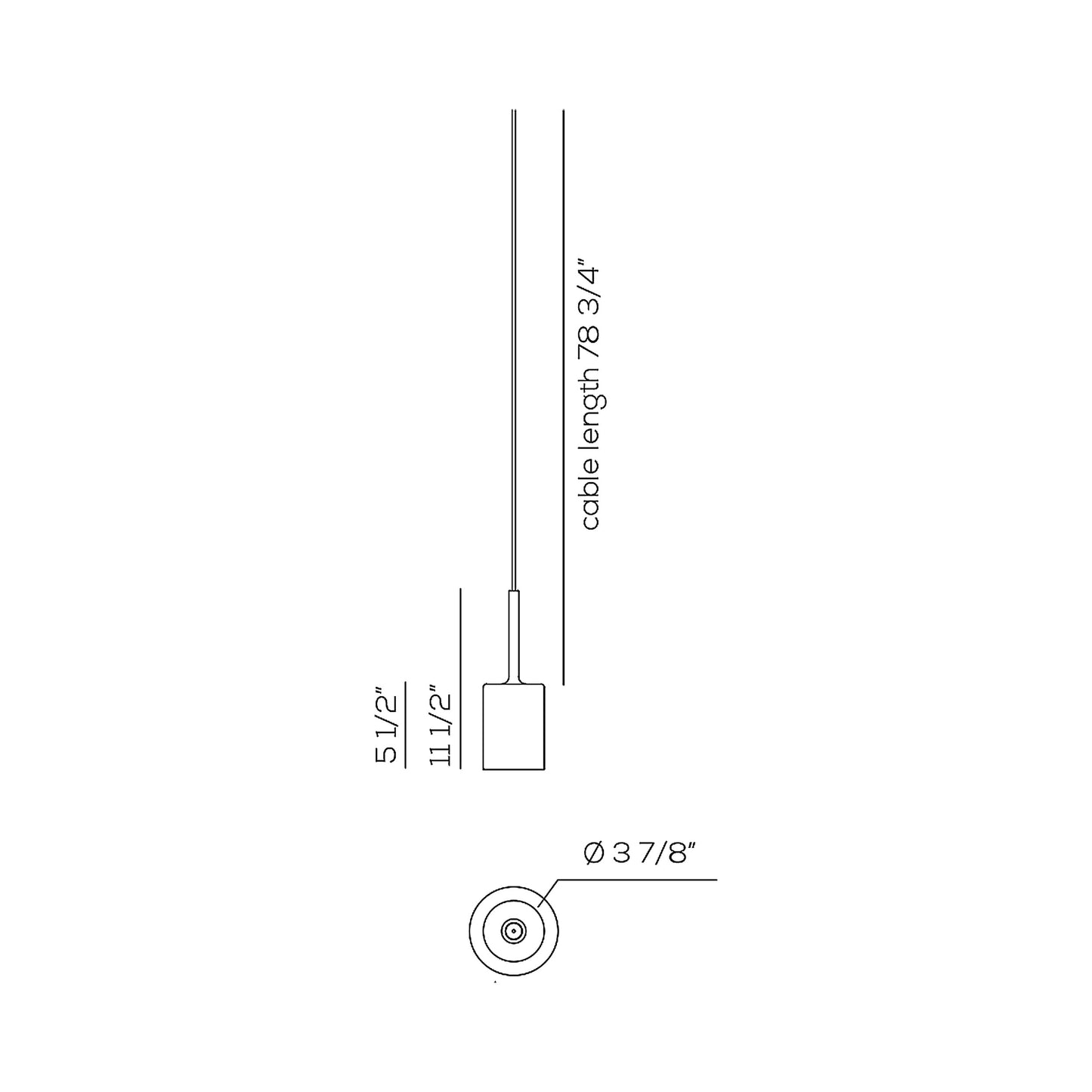 Spillray Plus LED Pendant Light - line drawing.