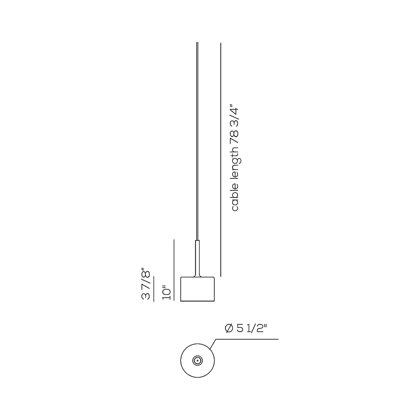 Spillray Plus LED Pendant Light - line drawing.