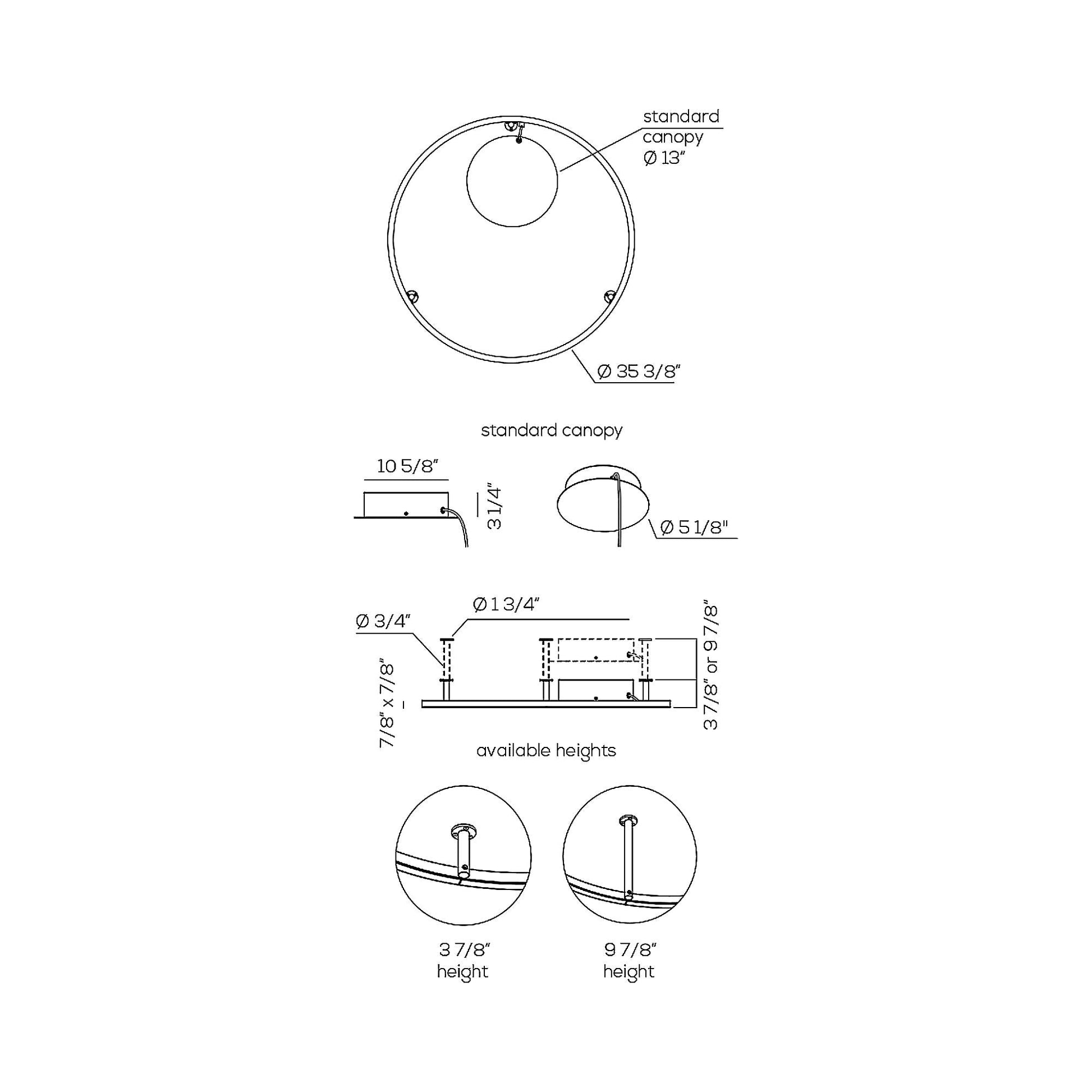 U-Light LED Ceiling / Wall Light - line drawing.