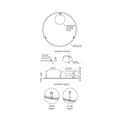 U-Light LED Ceiling / Wall Light - line drawing.