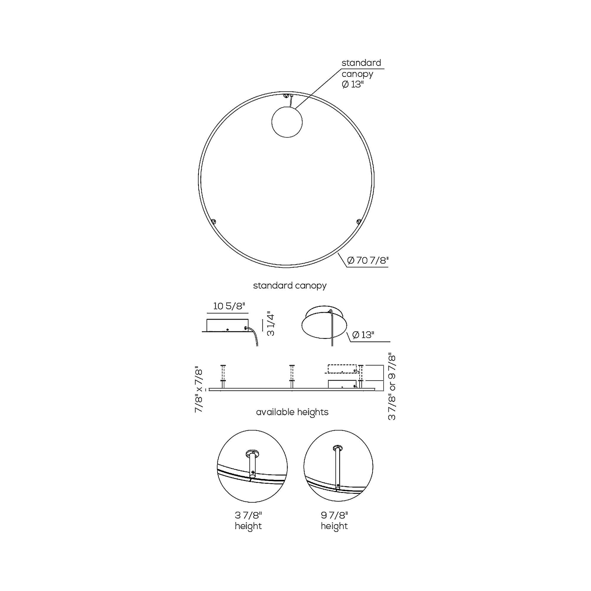 U-Light LED Ceiling / Wall Light - line drawing.