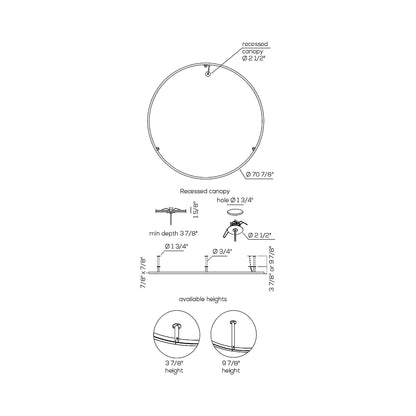 U-Light Recessed LED Ceiling / Wall Light - line drawing.