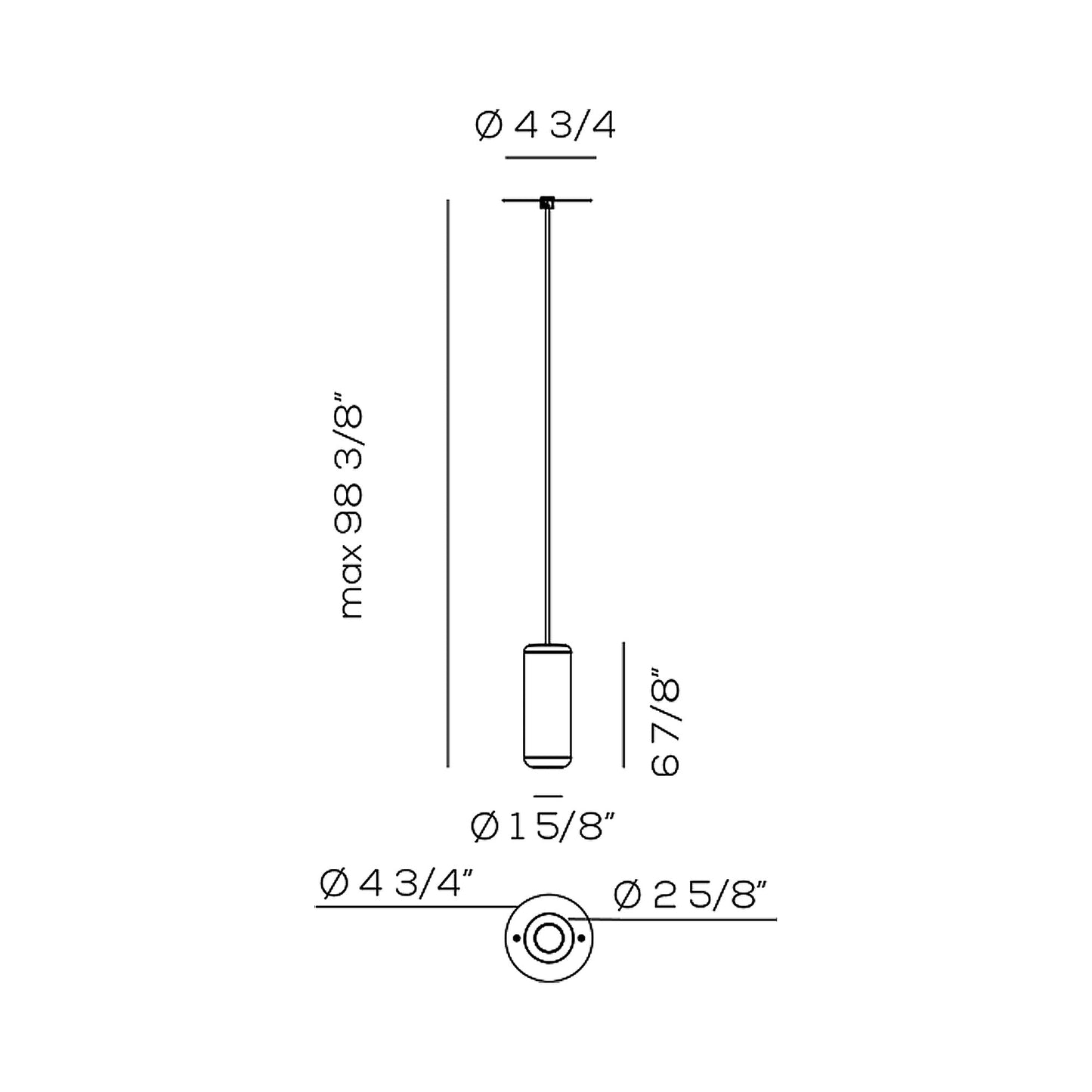 Urban Mini LED Pendant Light - line drawing.