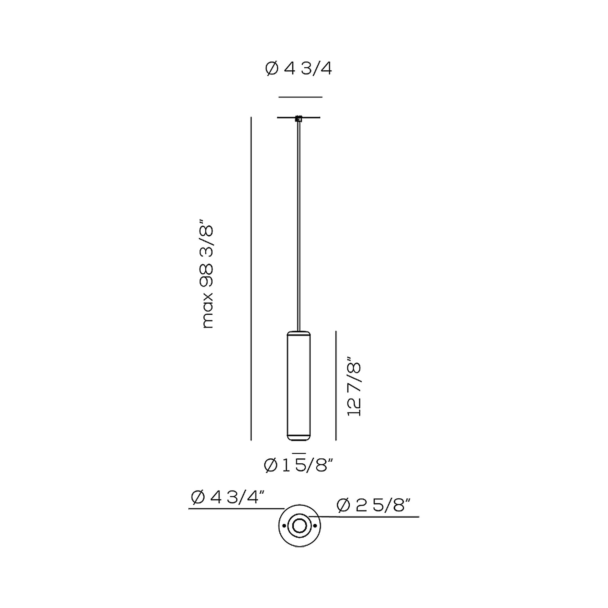 Urban Mini LED Pendant Light - line drawing.