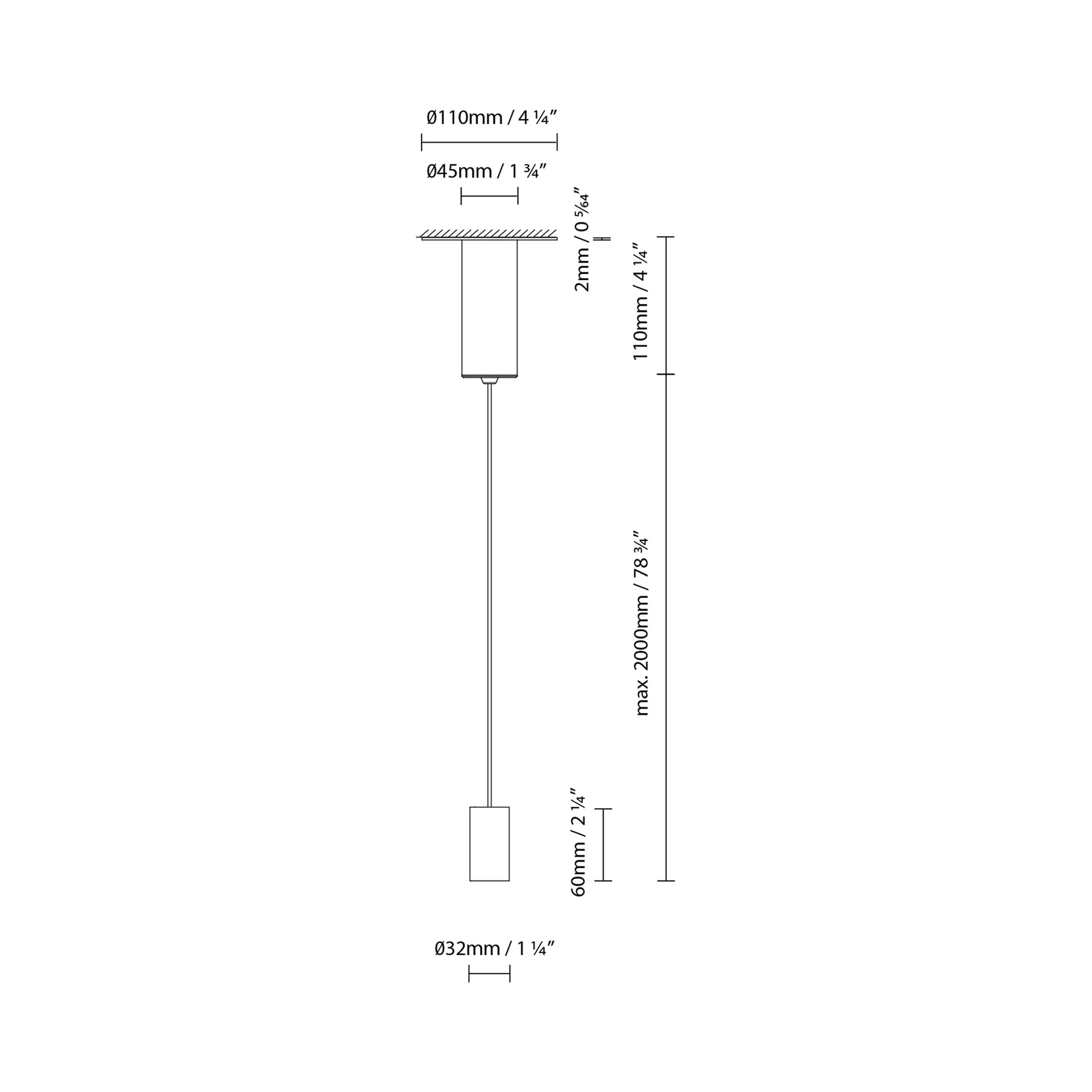 Anvil LED Pendant Light - line drawing.