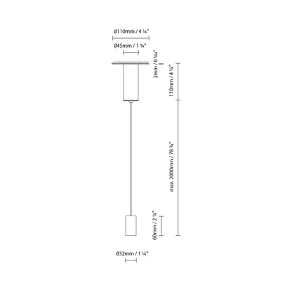 Anvil LED Pendant Light - line drawing.