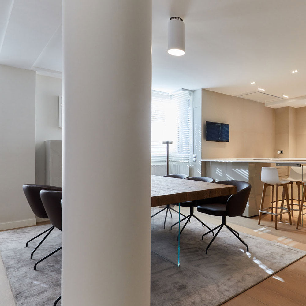 Aspen C17B Semi Flush Mount Ceiling Light in dining room.