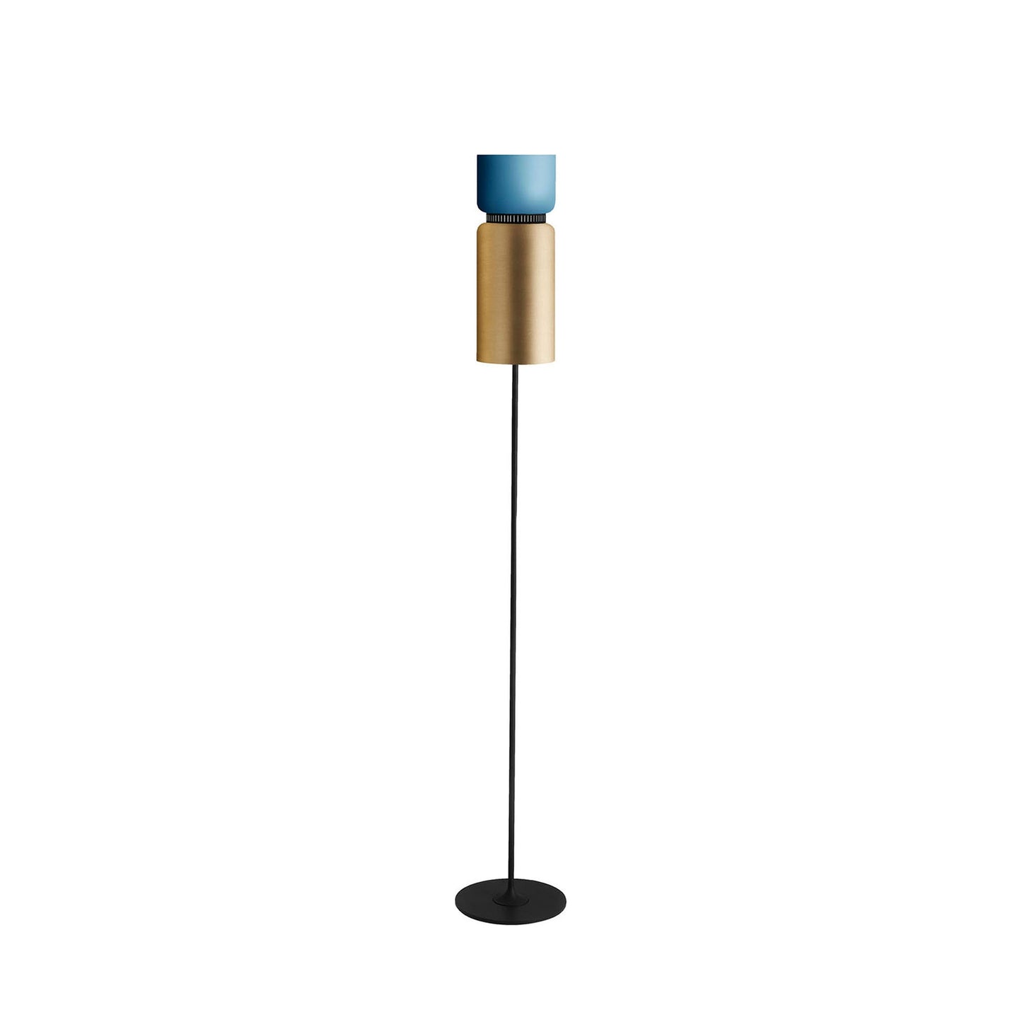 Aspen F17 Floor Lamp in Aqua/Brass.