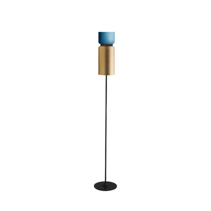 Aspen F17 Floor Lamp in Aqua/Brass.