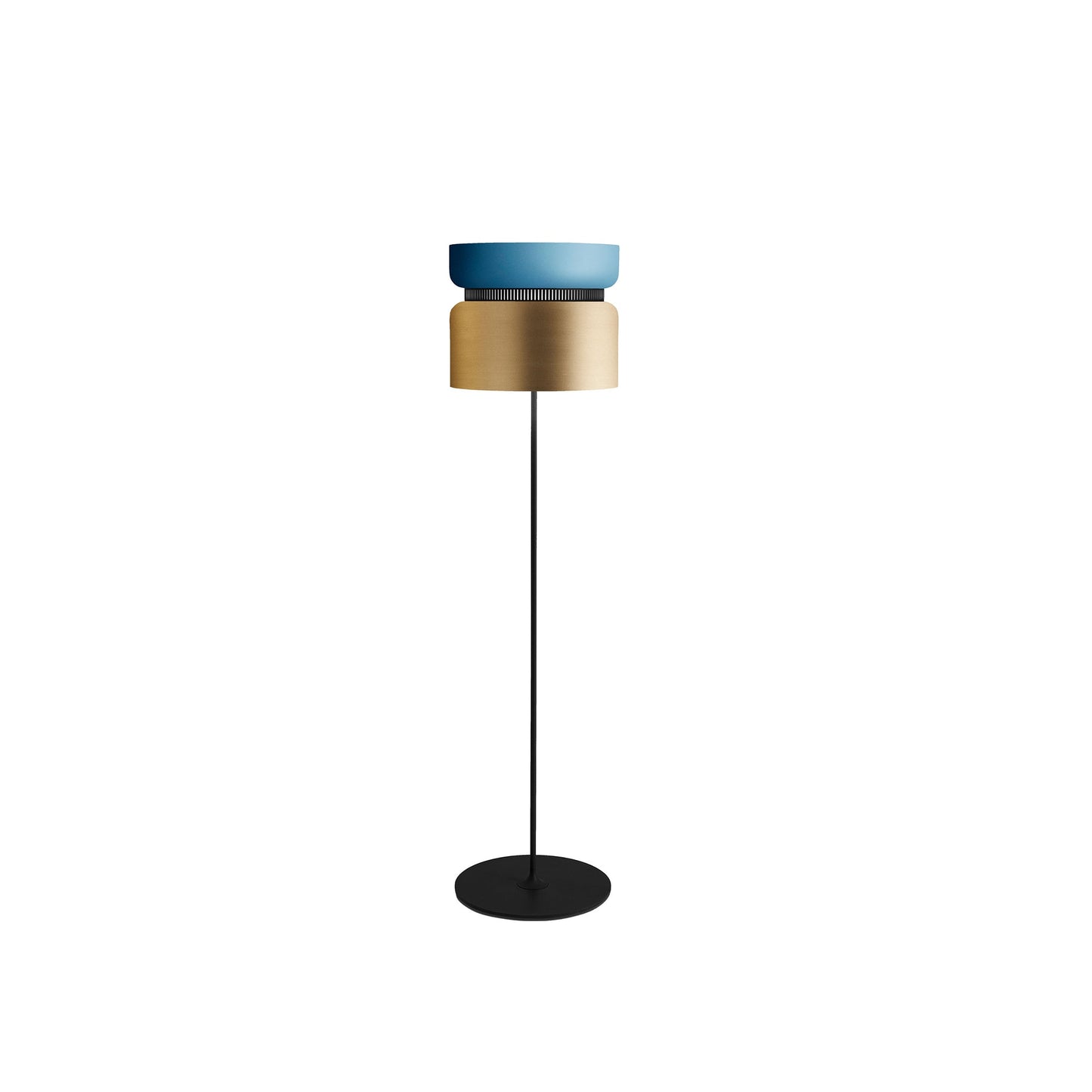 Aspen F40 Floor Lamp in Aqua/Brass.